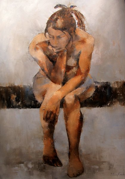 Just thinking -  62cm X 88cm